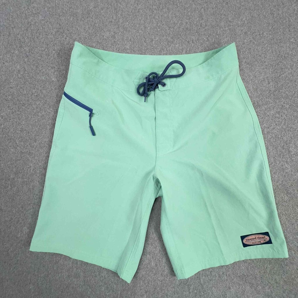 Vineyard Vines Men's Size 28 Stretch Board Shorts Unlined Tie Closure Green